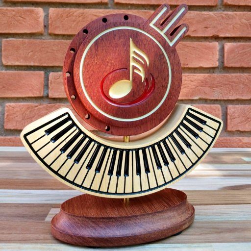 Troféu de madeira, obra de arte de madeira, Musical, instrumentos musicais music, adorno de madeira